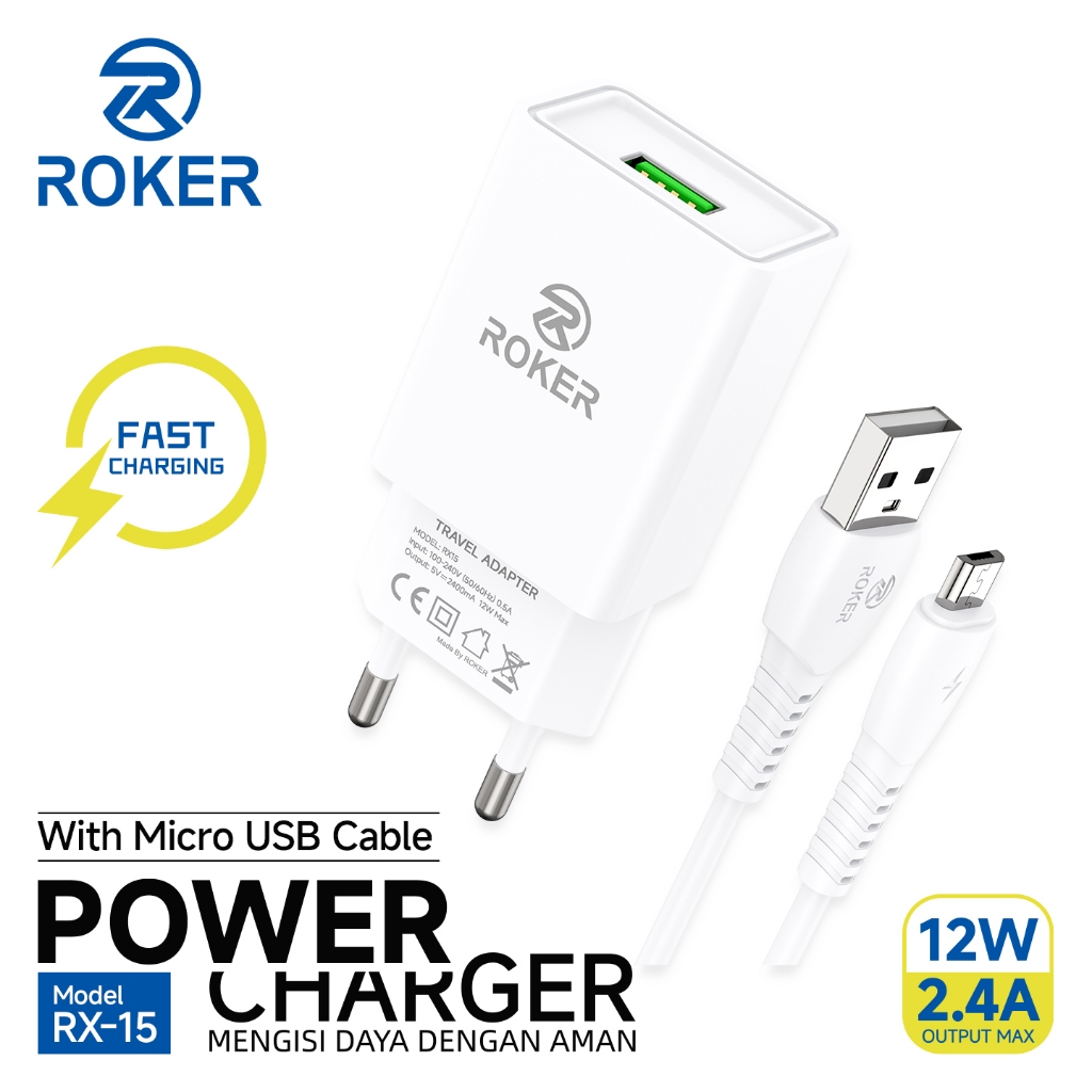 ROKER Charger RX15 12W 2.4A COCOK UNTUK ANDROID IPHONE GADGET SMART WATCH TWS POWERBANK - Gambar 2