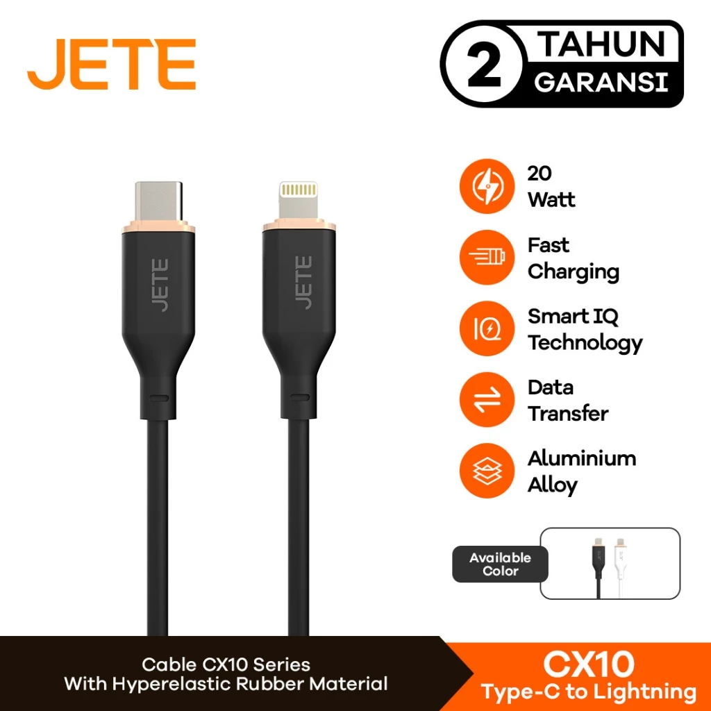 JETE CX10 Kabel Data Type C to Lightning 20W Fast Charging 5A - Kabel Data JETE Original Garansi Resmi
