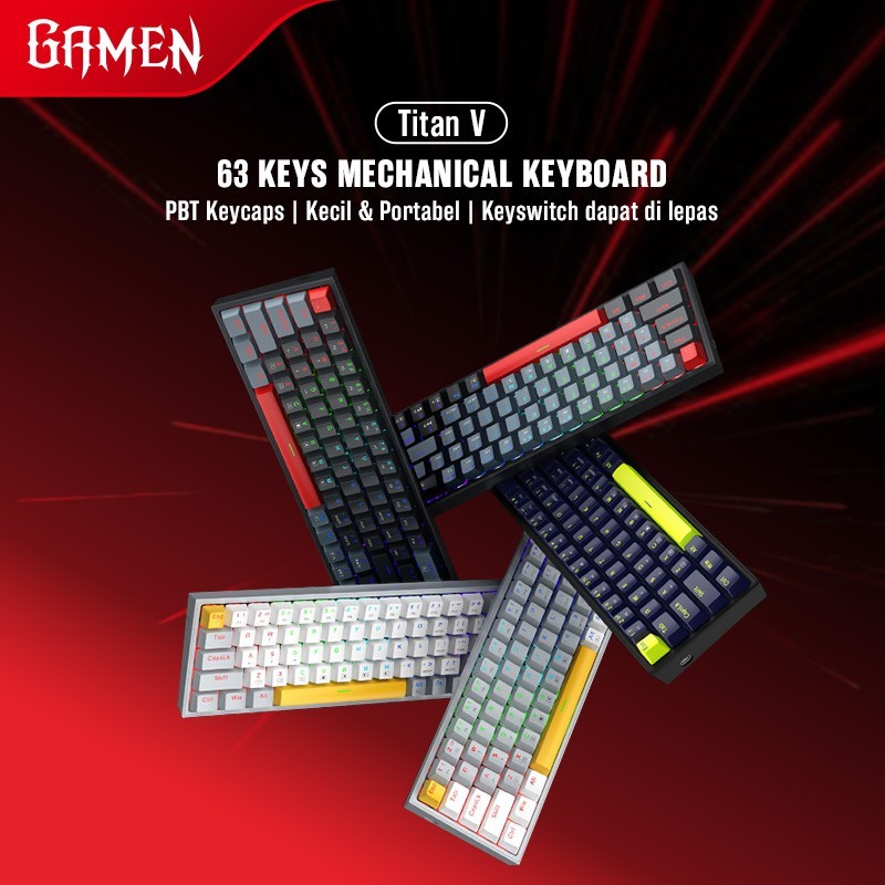 Gamen Titan V RGB / 5 RGB Wired Gaming Keyboard 60% Mechanical Garansi Resmi - Gambar 2