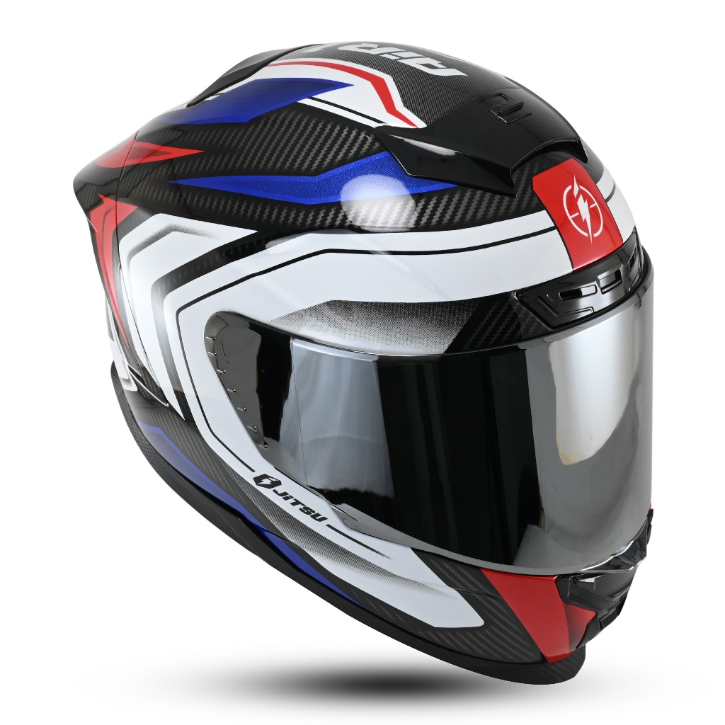 JITSU AIR 1 Helm Full Face Terbaru Motif Robotic 4.0 SNI Flat Visor Silver Blue - Gambar 4