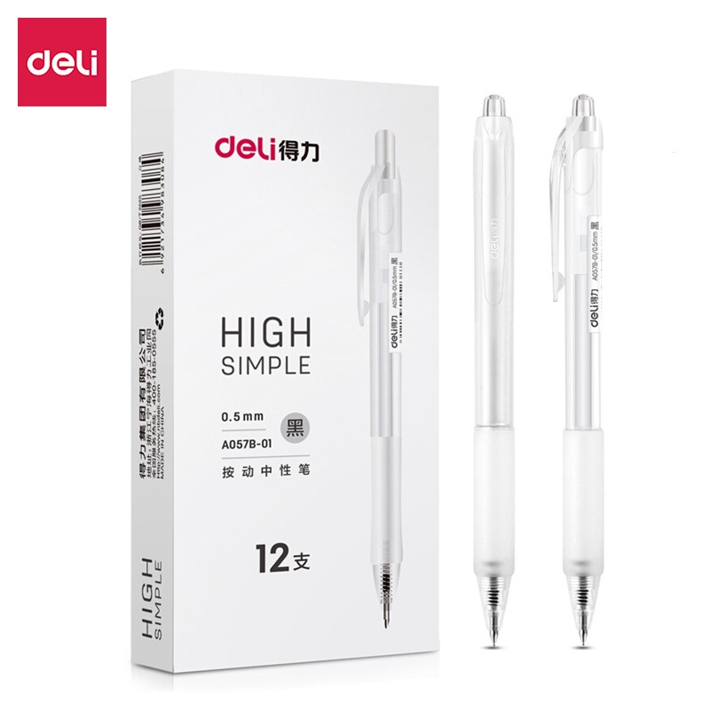 Deli Gel Pen Pulpen Gel Retractable Tinta Hitam 0.5mm A057B-01 12 pcs - Gambar 2