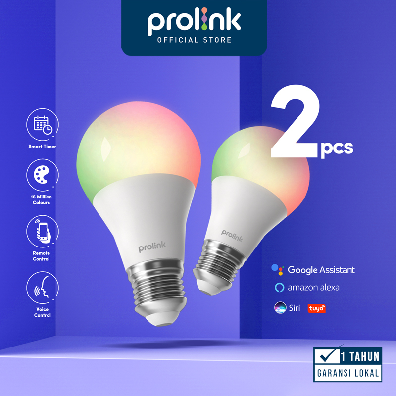 Prolink Smart LED WIFI + BLUETOOTH 9W Paket 2 Pcs Lebih Hemat