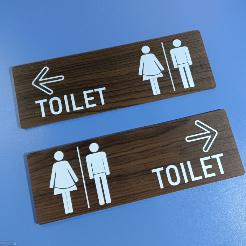 KAYU PUTIH Toilet SIGN ACRYLIC Teak Wood MOTIF 10X30 CM White Text