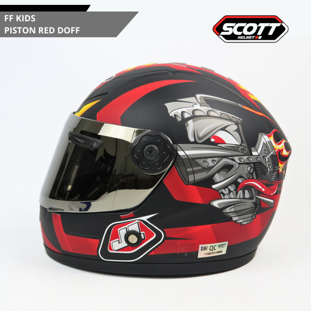 Scott - Helm Anak Full Face FF Kids J-1 SNI / Piston Red Doff