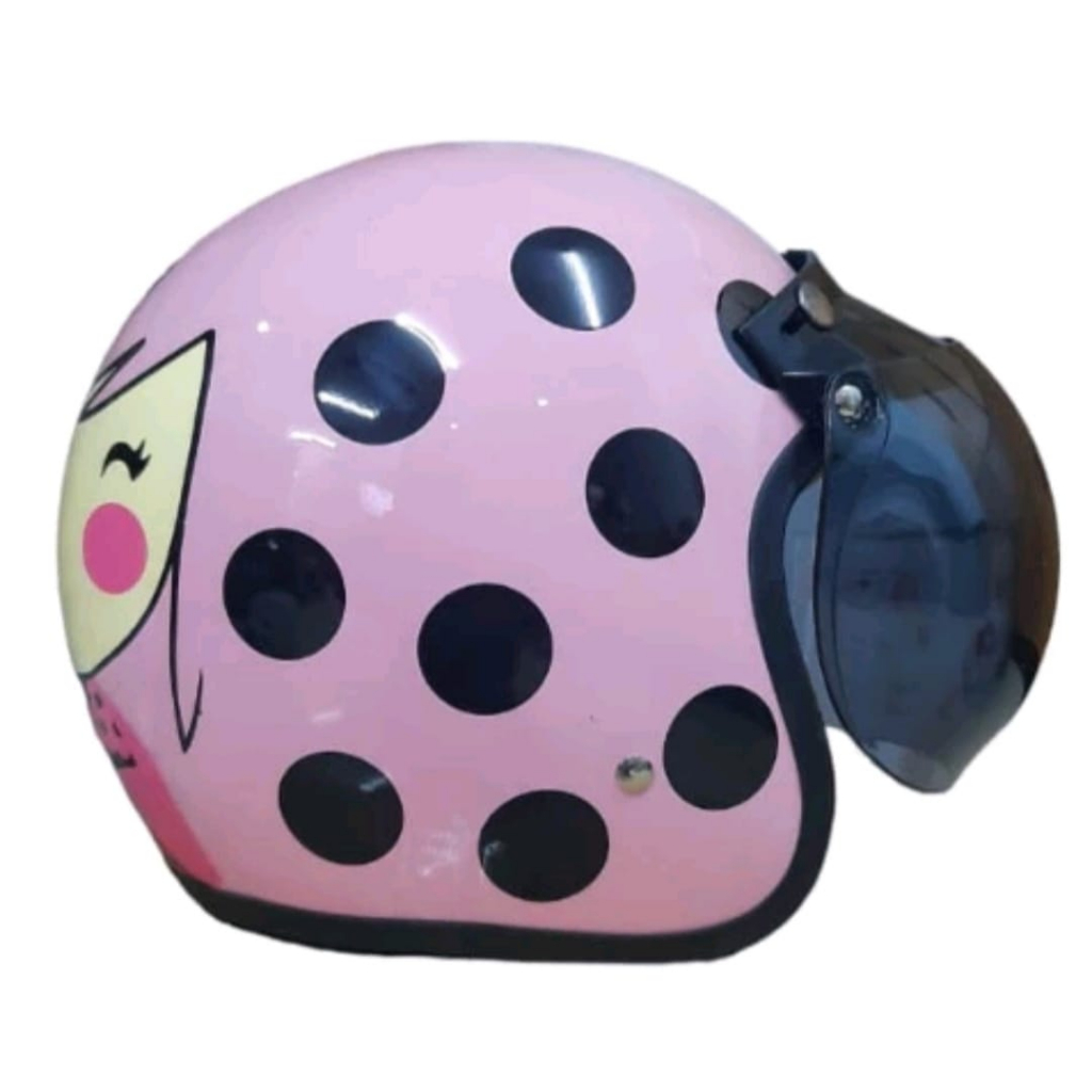 Helm Anak ANT Mini Posh Junior Pink full motif+kaca(SNI)(3-6 tahun) - Gambar 3