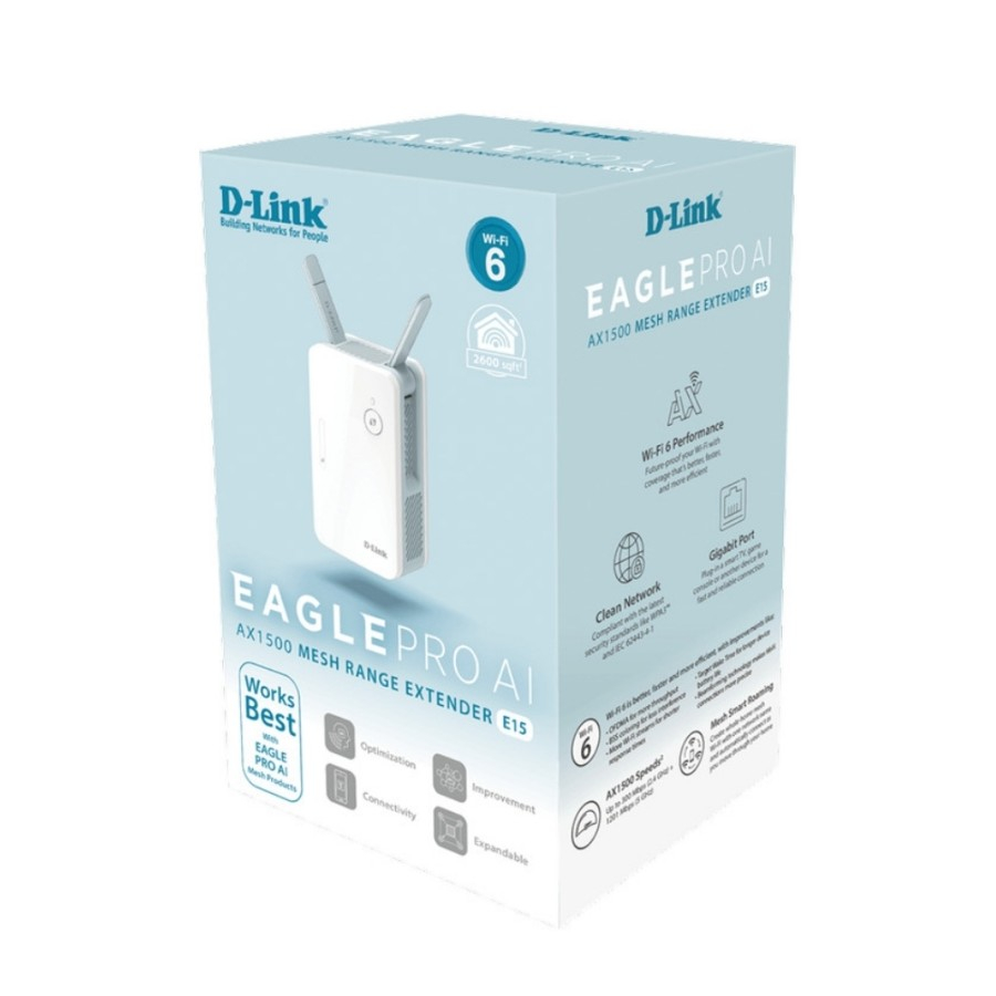 D-Link E15 AX1500 Mesh Wifi-6 AI Range Extender Dual Band Dlink E-15 ...