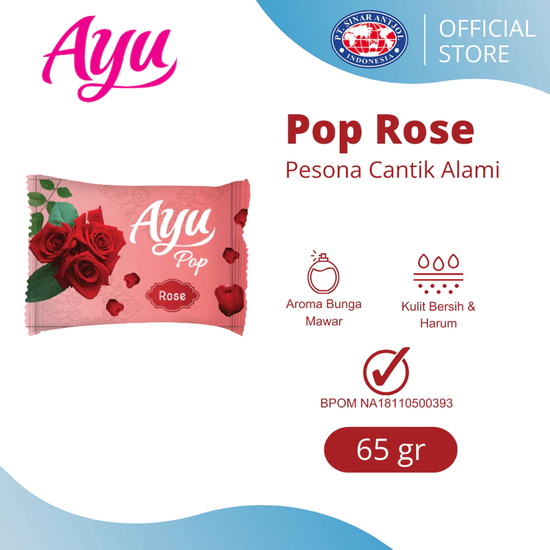 Ayu Pop 65gr Sabun Mandi Batang - Beauty Bar Soap ROSE