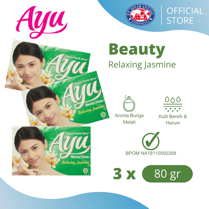 Ayu Beauty Soap 80gr banded 3 Pcs Sabun Mandi Relaxing Jasmine Hijau