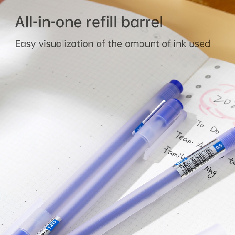 Deli Gel Pen / Pulpen Gel 0.5mm Kapasitas Tinta 800 Meter Penulisan Halus EG67 1 pcs - Gambar 3