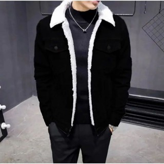 Mens black denim jacket on sale sherpa