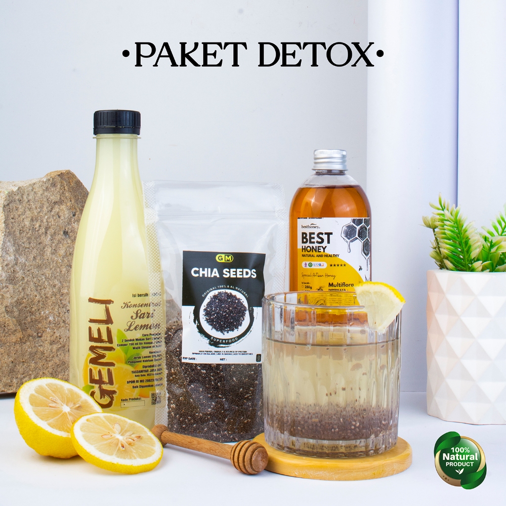 Paket Sari Lemon Original 500ml Madu Multiflora 350gr Chia Seed 100gr