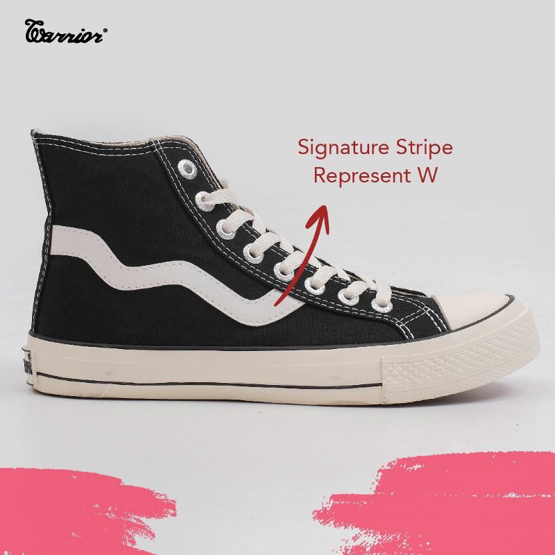 Warrior Hector Black White HC - Sepatu Sekolah Warrior Tinggi - Gambar 3