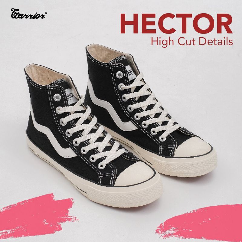 Warrior Hector Black White HC - Sepatu Sekolah Warrior Tinggi - Gambar 2