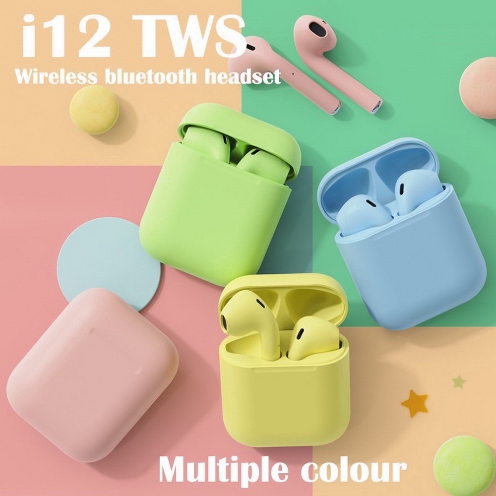 Matei COD Headset Bluetooth Earphone TWS i12 pro Wireless Headset macaron Inpods 12 Dengan Pelindung Kartun Silicone