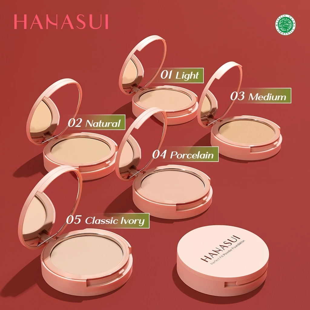 Hanasui Perfect Fit Powder Foundation - Two Way Cake - Bedak Padat - Oil Control - Kontrol Minyak - Ringan dan Tahan Lama - Gambar 3