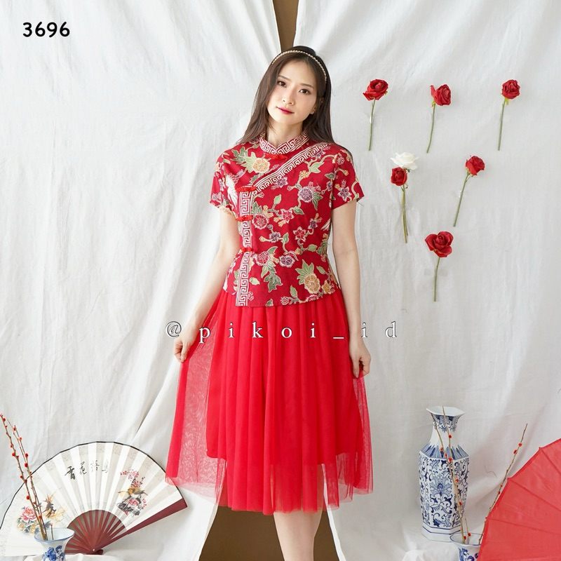 Merah Red Batik Dressbatik Cheongsam Dresscheongsam Dressbatik Dress Cny Qipao 3300 3696 