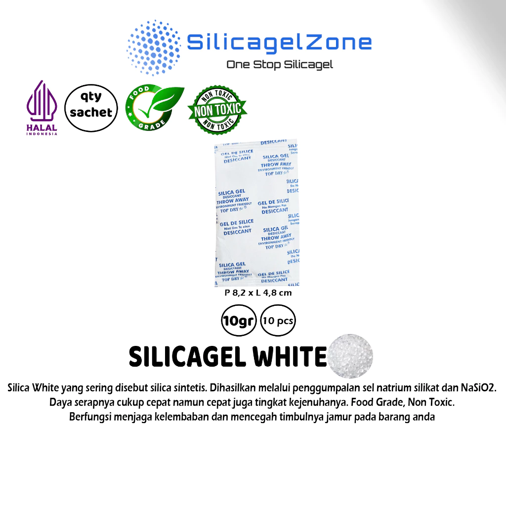 Silica Gel White / Silika Gel Putih 1 pack isi 100 sachet TERMURAH - Gambar 3