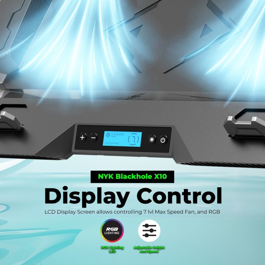 NYK Nemesis X10 / X-10 BlackHole CoolingPad Air Flow Suction RGB LED - Gambar 3