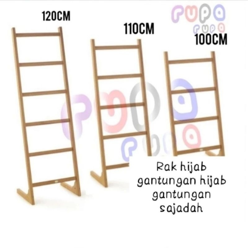 KAYU GANTUNGAN Ladder hanger Wooden Stairs sejadah hanger Rack/multi ...