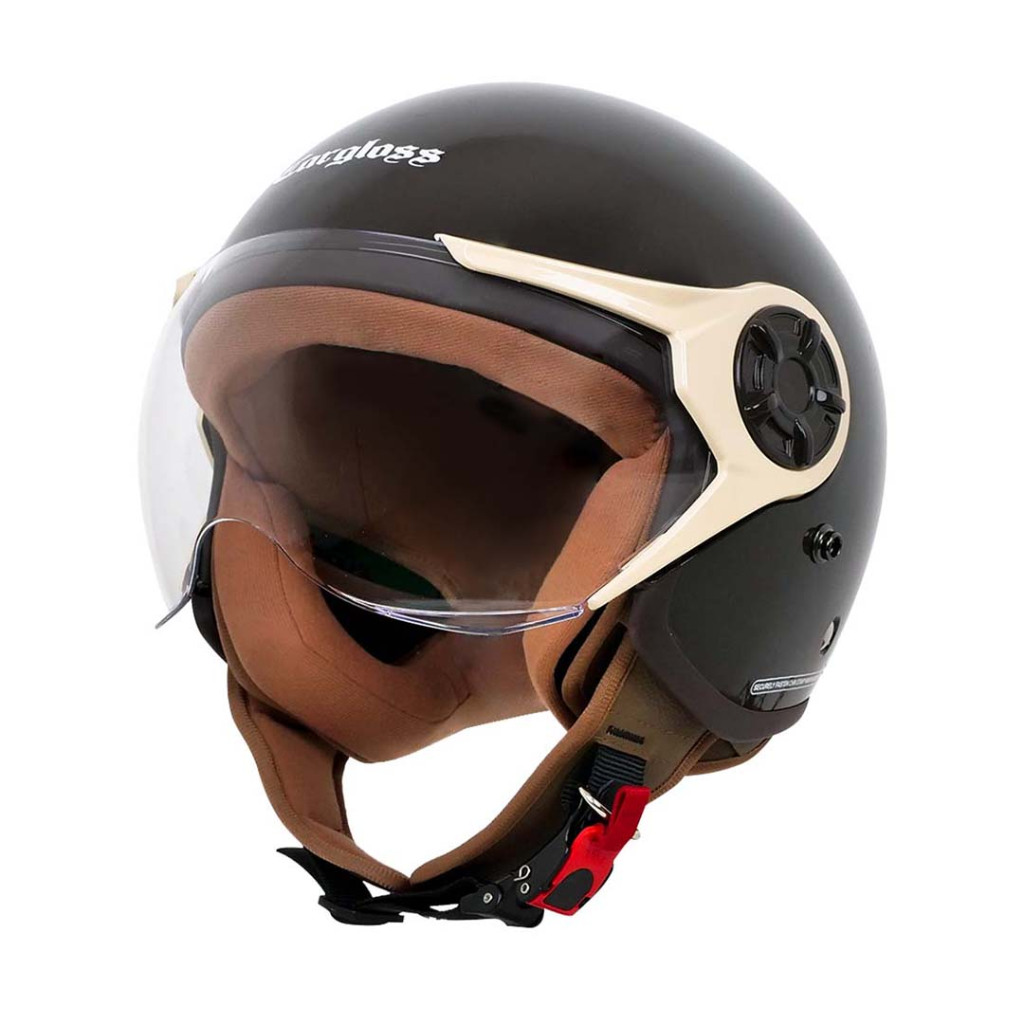 Cargloss YRH Hijab Retro Helm Half Face - Espresso Brown - Gambar 2