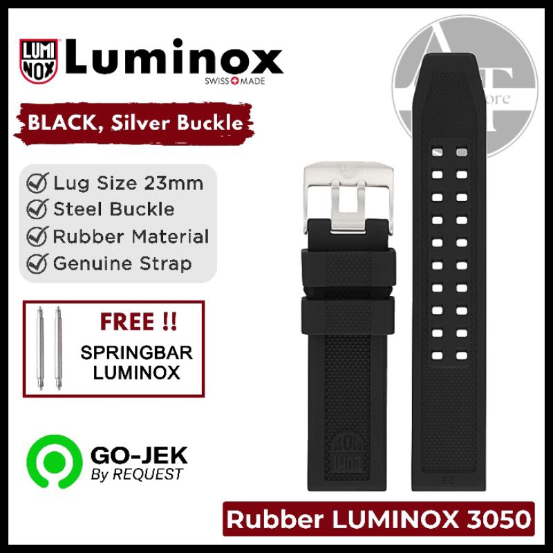 Rubber Strap Luminox 3050 3080 8820 23mm Black Silver Buckle ORIGINAL Official