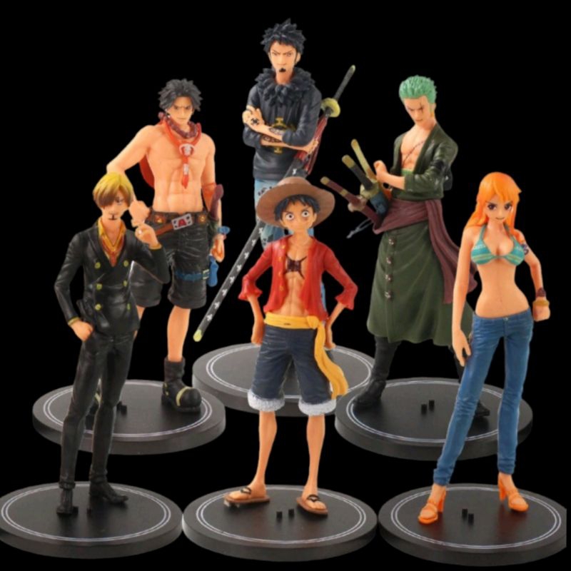 Action Figure One Piece Set 6 Anime Luffy Nami Zoro Sanji Law Ace ...