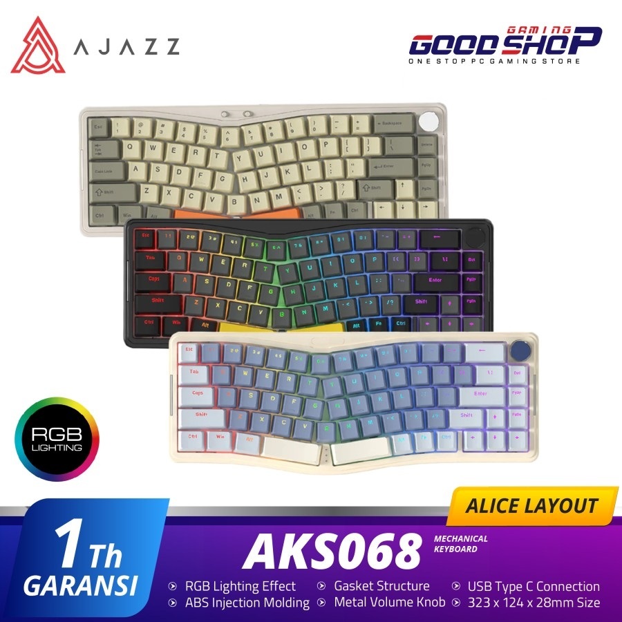 AJAZZ AKS068 Pro Mechanical Keyboard Multifunctional Knob Three Mode