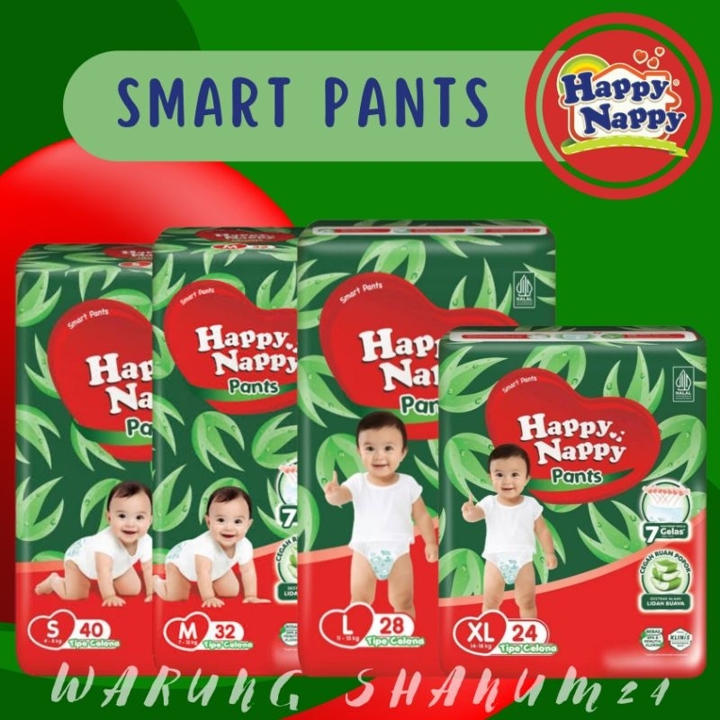 Happy Nappy Pants S40 M32 L28 XL24 Diapers Pants Diapers Disposable ...