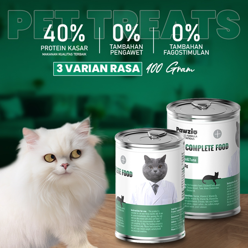 PAWZIO WETFOOD MAKANAN POKOK KUCING 3 VARIAN 400 GR MAKANAN POKOK KALENG KUCING ~ MAKANAN BASAH KUCING - Gambar 3
