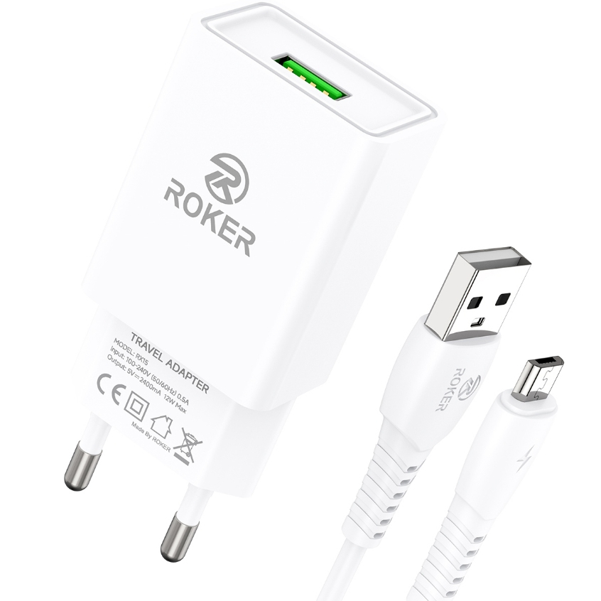 ROKER Charger RX15 12W 2.4A COCOK UNTUK ANDROID IPHONE GADGET SMART WATCH TWS POWERBANK