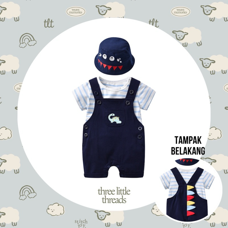Three Little Threads TLT - Owen Complete Set with Hat Korean Style Dino ...