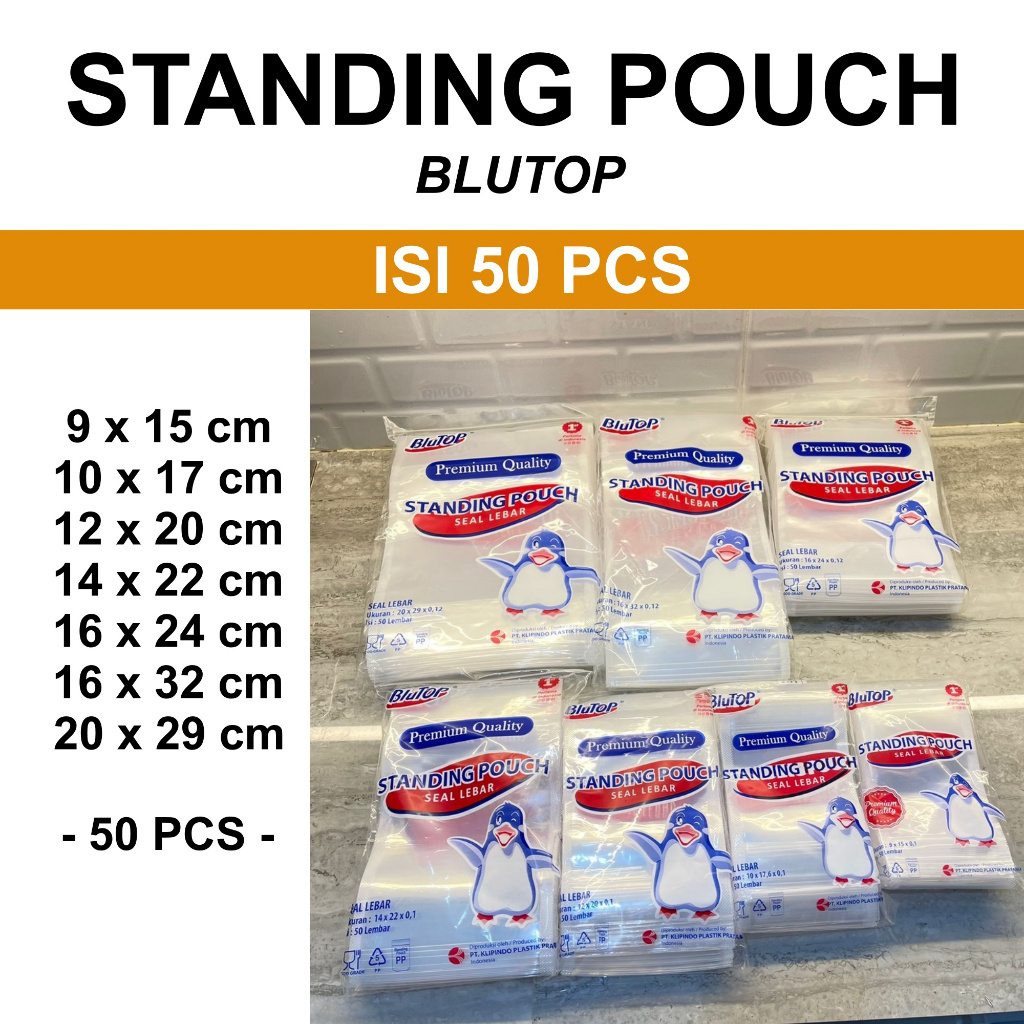 Aigootan - (ISI 50) STANDING POUCH BLUTOP - Plastic STP Ziplock Zip ...