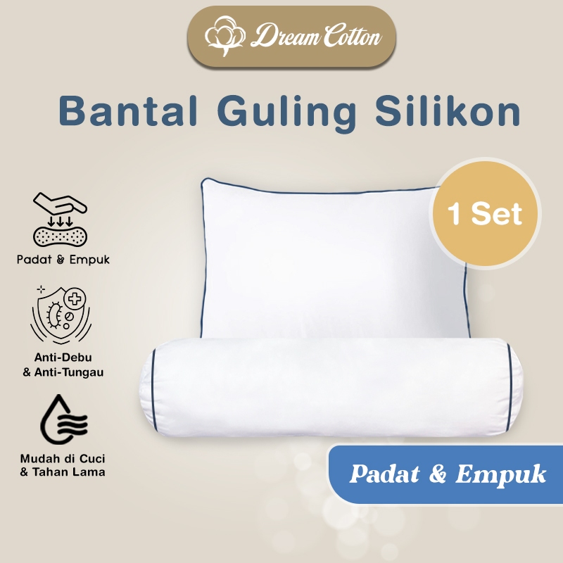 [Bantal Guling Set] Dreamcotton Bantal Tidur Silikon, Bantal Hotel Uk 65x45cm Anti Kempes Guling Jumbo - Gambar 2