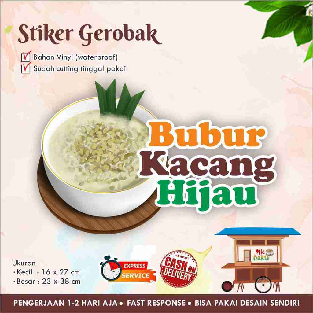 HIJAU Green Bean Porridge VINYL Cart Glass Sticker | Shopee Singapore