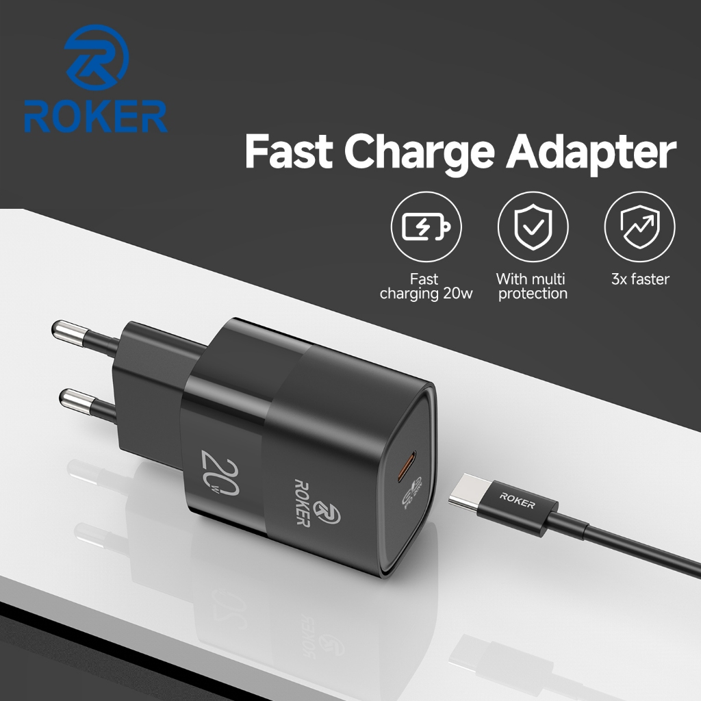 ROKER Charger RX20 POWER DELIVERY 20 WATT BONUS KABEL Type C to C power delivery fast charging android iphone 15 iphone 16 - Gambar 4