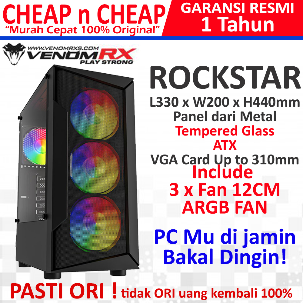 VenomRX RockStar Tempered Glass 3 Fan ARGB Micro ATX MATX - Venom RX ...