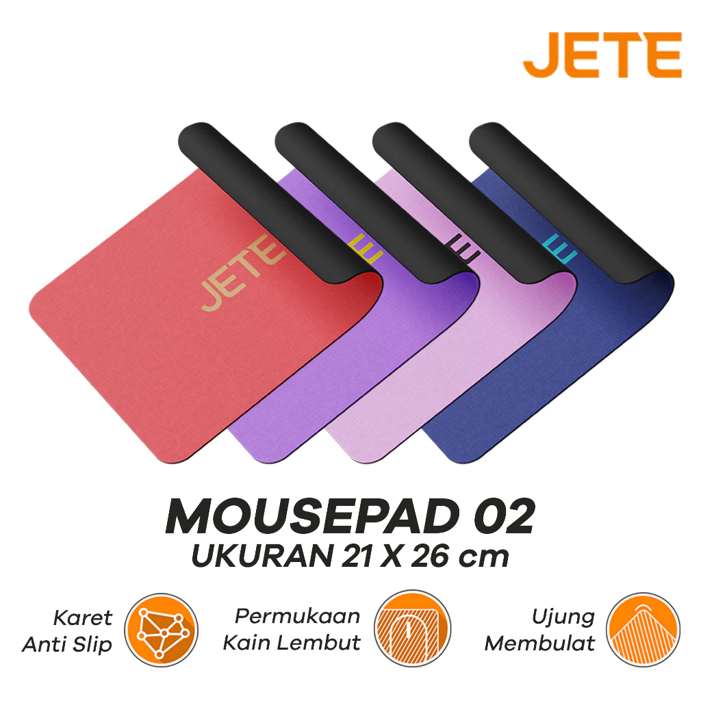JETE 02 Mousepad Universal untuk Kantor/Gaming Anti Slip (21cm x 26cm) - Gambar 2
