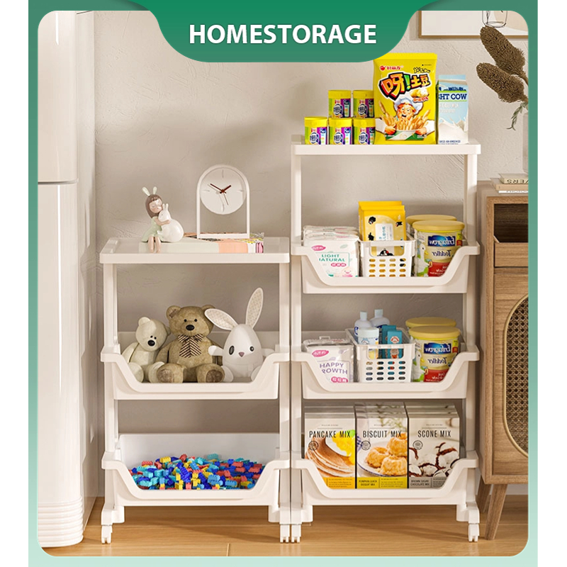 Homestorage Multipurpose Open Stacking Storage Rack Stacking Trolley