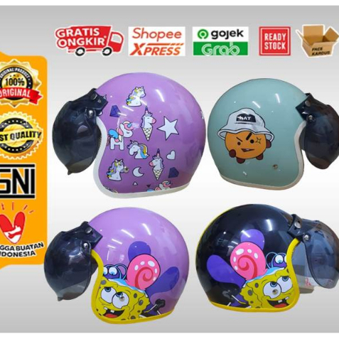 Helm Anak ANT Mini Posh - Mini Junior Varian Motif Random + Kaca Helm - Gambar 2