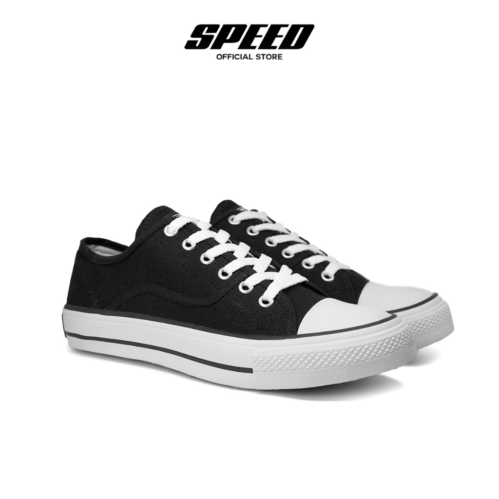 Speed - Retro Lo Hitam Putih - Sepatu Sneakers Kanvas Anti Slip Pria Wanita - Gambar 2