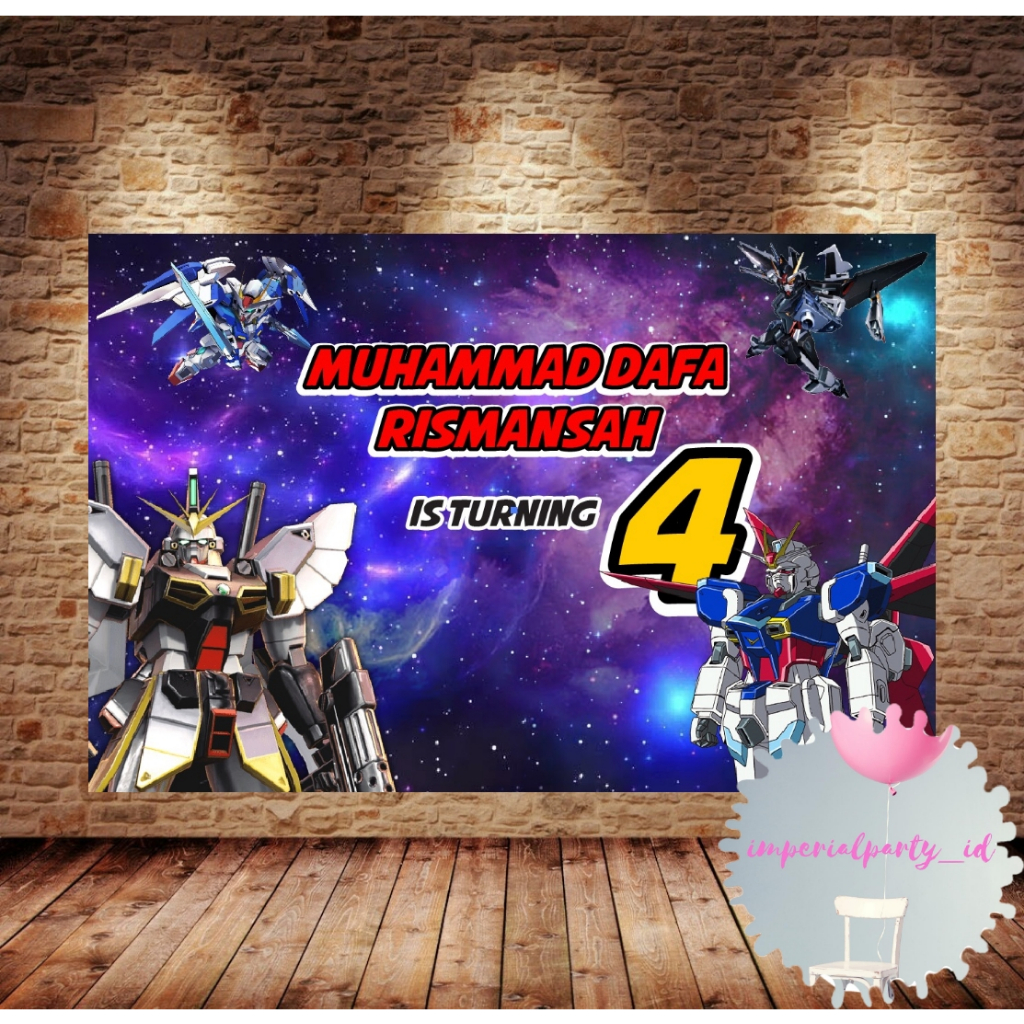 Custom Backdrop Banner Happy Birthday Gundam Robot Banner | Shopee ...