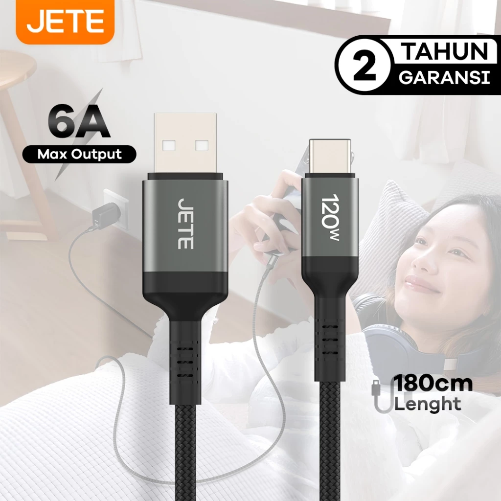 JETE CX12 Kabel Data Type C Fast Charging 120W - Garansi 2th - Gambar 2