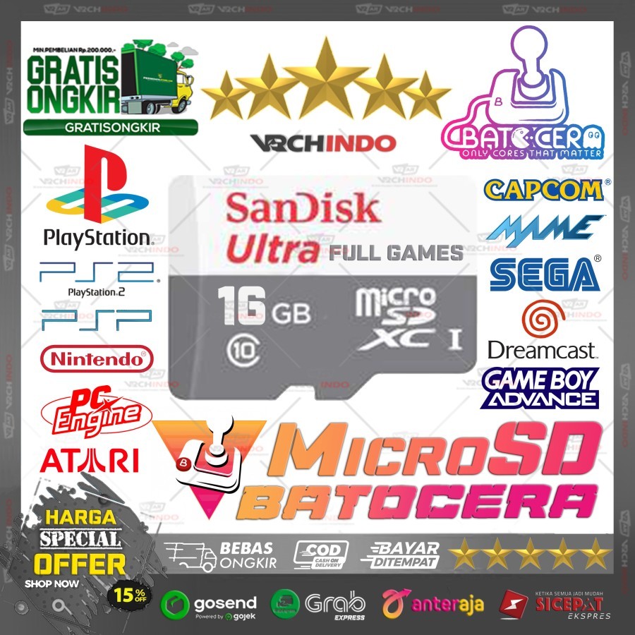 Micro SD Card Game Batocera Retrobat Emulator 16GB/ - All in One Games ...