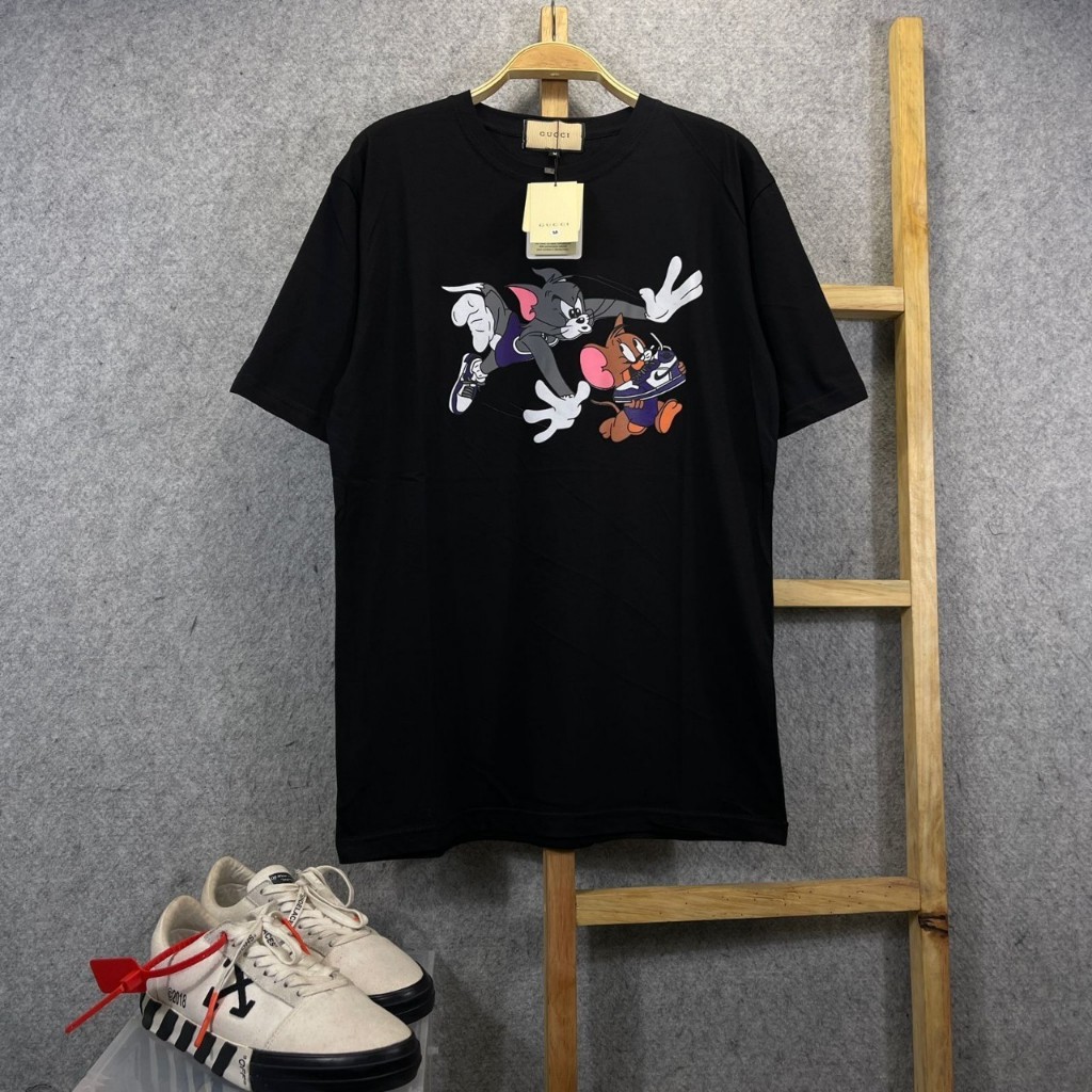 T shirt G U C C I TOM AND JERRY RUN BLACK Shopee Singapore