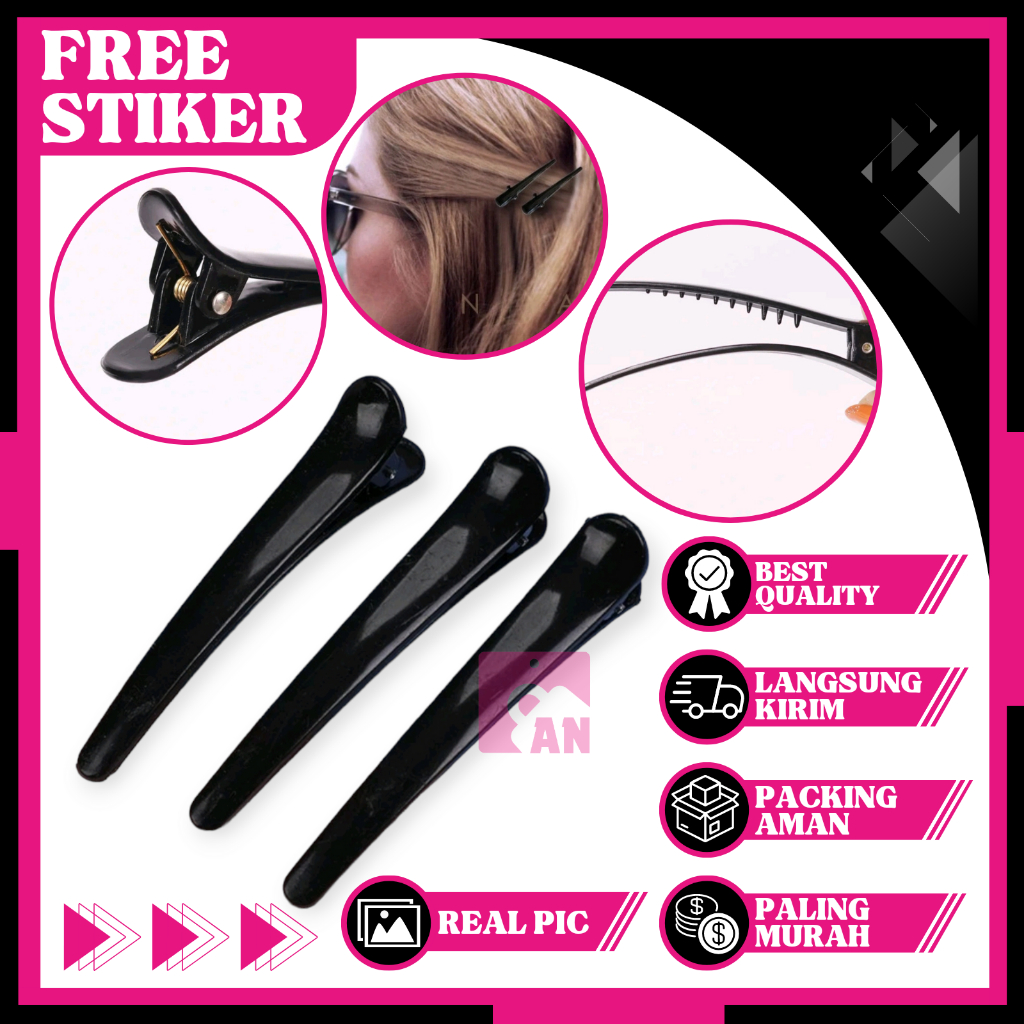 1PCS Jepit Rambut Wanita Cocor Bebek Warna Hitam Polos Jepitan Salon Hair Buaya Panjang Aksesoris Fhasion Keren A187