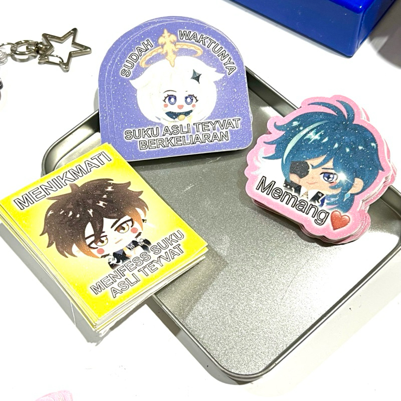 Genshin chibi meme glitter sticker fanart fanmerch fanmade zhongli ...