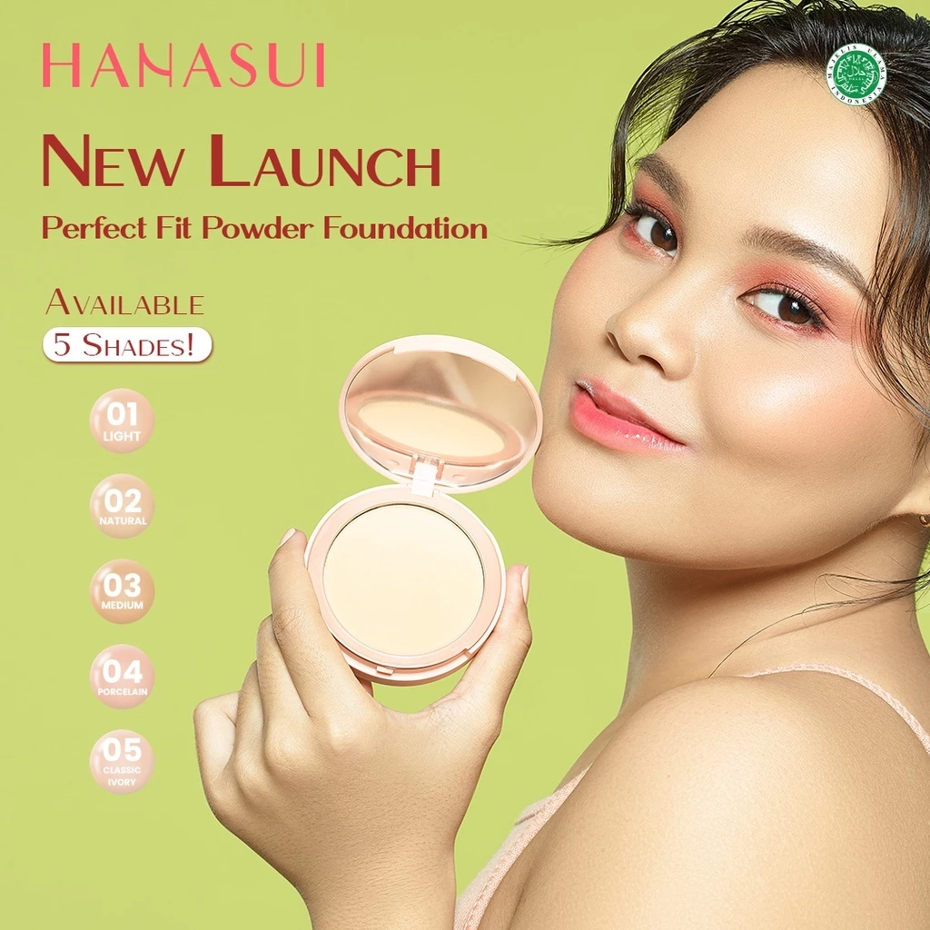 Hanasui Perfect Fit Powder Foundation - Two Way Cake - Bedak Padat - Oil Control - Kontrol Minyak - Ringan dan Tahan Lama - Gambar 4