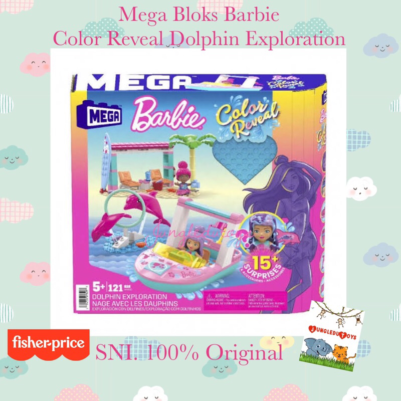 Fisher Price Mega Bloks Barbie Color Reveal Dolphin Exploration Toy ...