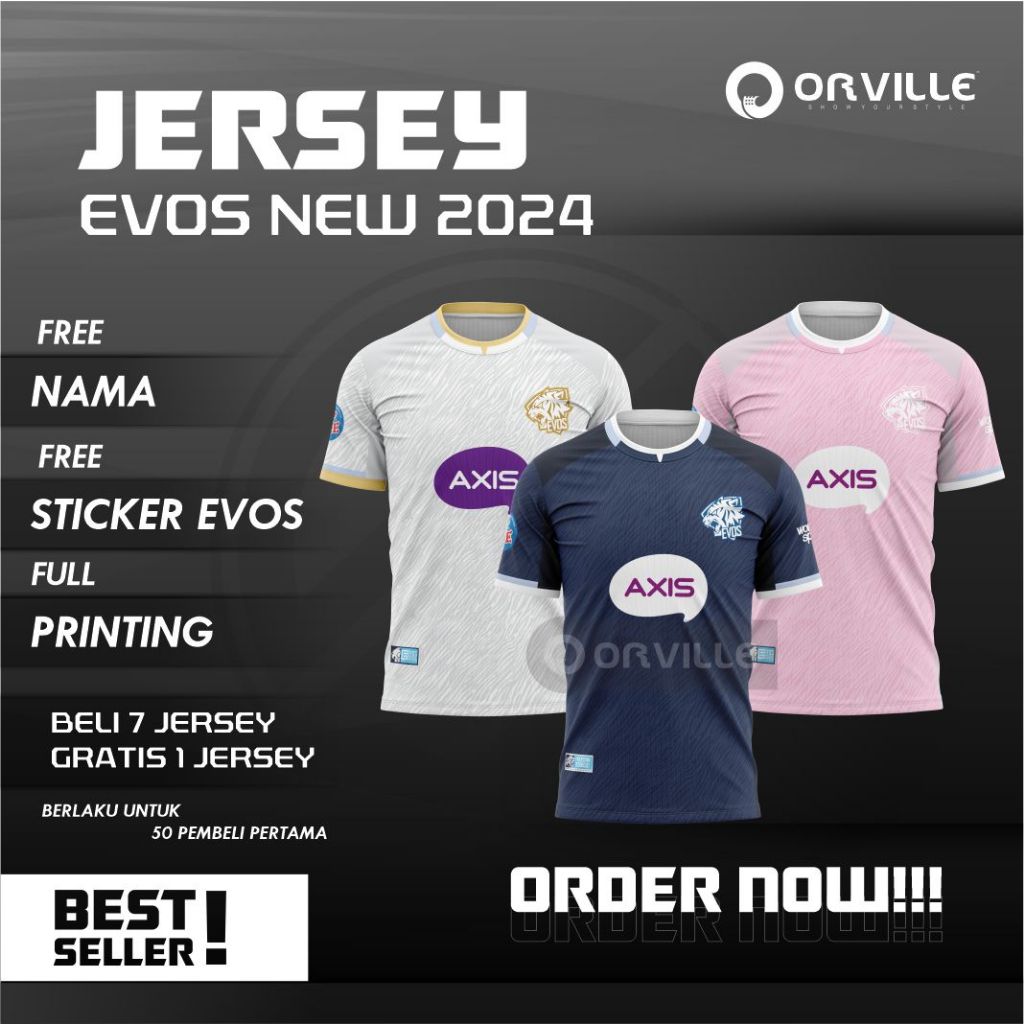 New EVOS JERSEY 2024 MPL S13 FREE NICKNAME & EVOS STICKER | Shopee ...