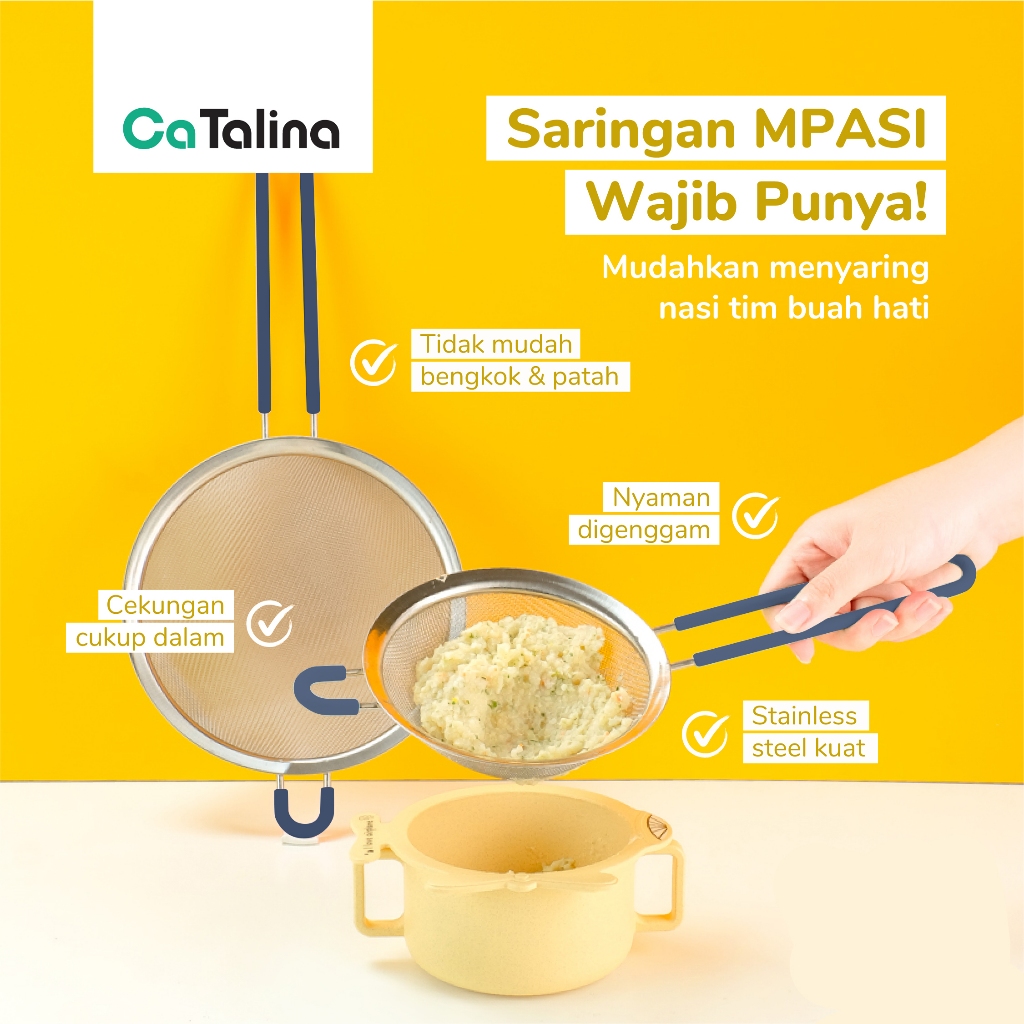Saringan Halus Bubur Mpasi Santan Tepung Serbaguna Handle Silikon - Gambar 2